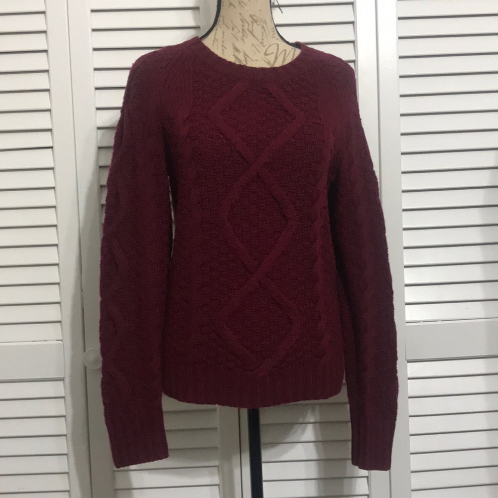 J. Crew Cable Knit Sweater with Marino Wool